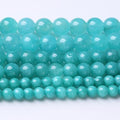Blue Jade Stone Beads Gemstone Round Crystal Energy Beads for Jewelry Making DIY Bracelet Necklace 1 Strand 15.5inch 4MM - color: Blue Jade, size: 4MM