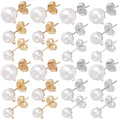 1 Box 240Pcs 120 Sets Pearl Earring Posts Pearl Earring Findings Ear Post with Imitation Beads and Loop Butterfly Back Hypoallergenic Silver Ear Studs for Jewelry Making DIY Crafts Women - color: Light Gold, Silver