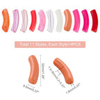 PH PandaHall 154pcs Curved Tube Beads, 11 Color Acrylic Tube Bead Pink Chunk Slide Beads Noodle Loose Spacer Bead for Valentine Summer Friendship Bracelet Keychain Jewelry Making 32mm - color: Pink
