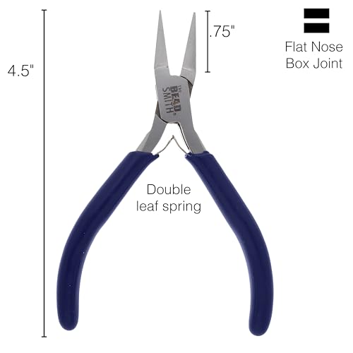 The Beadsmith Flat Nose Pliers – Economy Line – 4.5 inches (114mm) – Vinyl Grip Handle with Double Leaf Springs – Jewelry Making Tool for Creating Bracelets, Earrings and Necklaces - style: Flat Nose