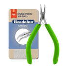 Beadalon Designer Series Slim Bent Chain Nose Pliers, Lime Green Vinyl-Free Grips, Stainless Steel, Box Joint, Double Leaf Springs, 5.75 in - color: Lime Green, style: Bent Chain Nose