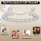Amazing Gemstone Clear Quartz Bracelet, Gifts For Men & Women - Protection Healing Crystal Bracelet - 8mm Gemstone Beaded Adjustable Bracelet, Pulseras Para Hombres Mujer Stocking Stuffers - color: Clear Quartz