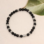 LeCalla Handmade Sterling Silver Mens Bracelets | Solid Italian 925 Chain Bracelets | Classic Designs Chain Bracelets for Men | Men's Silver Bracelet Gift for Dad, Boyfriend, Son - style: Stretchable Black Onyx Bead