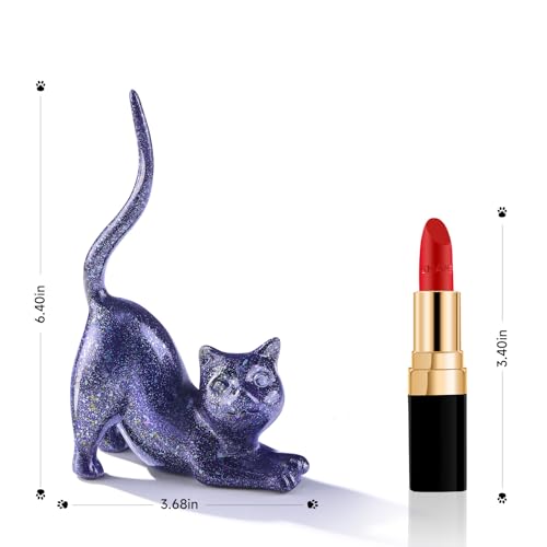 PUDDING CABIN Cat Lover Gifts for Women - Purple Cat Ring Holder Ring Stand Organizer - Purple Preppy Room Decor Aesthetic -Mothers Day Birthday Gifts for Women Mom Girls - style: Purple Cat