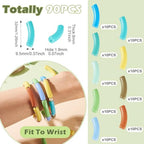 Acrylic Tube Beads for Bracelets Curved Chunky Bamboo Tube Beads Two Tone Bangle Acrylic Bead for Jewelry Making Earring Crafts - color: Blue-Green