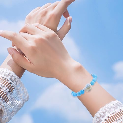 SUNNYCLUE 1 Box 56Pcs Turtle Beads Ceramic Ocean Beads Set Blue Starfish Shell Conch Fish Sea Beach Summer Round Square Loose Spacer for Jewelry Making DIY Necklace Bracelet Crafts Supplies Women