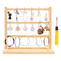 3 Tier Wooden Earring Display Stand With 18 Metal Hooks, Wood Keychain Display Stand for Showcasing Keys Jewelry and Accessories for Vendor Booth, Retail Store, Home