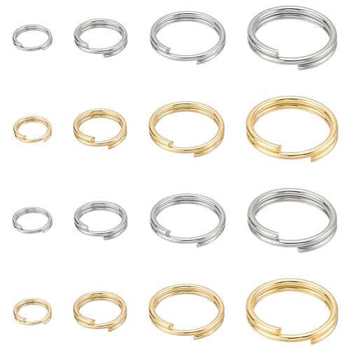 SUNNYCLUE 1 Box 240pcs Double Loop Jump Rings Metal Split Rings 304 Stainless Steel Open Jump Ring Split Jump Rings Linking Ring for Jewelry Making Accessories DIY Earrings Bracelet Necklace Craft - color: Golden & Stainless Steel Color, size: 5/7/10/12mm