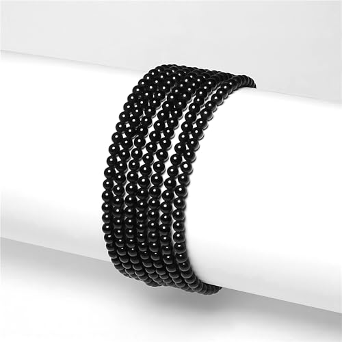 MJDCB 225pcs Natural Small Stone Beads 3mm Black Onyx Round Smooth Loose Gemstone Bead for Jewelry Making Bracelets Earrings Necklaces Accessories - color: Black Onyx