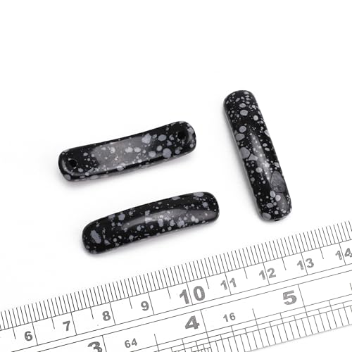 BEADIA Curved Snowflake Obsidian Stone Beads 36x10mm 4pcs for DIY Bracelet Jewelry Making - color: Snowflake Obsidian