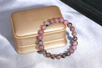 MAIBAOTA Healing Crystal Bracelet for Women Men, 8/4 mm Natural Stone Beaded Bracelets, Jewelry Birthday Gifts, Round Gemstones Stretch Bracelets - color: Red-Rhodonite, size: 8 mm