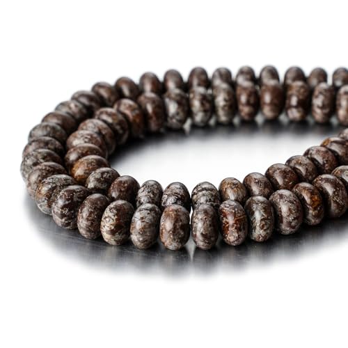 5x8mm Natural Beads Rondelle Spacer Loose Beads for Jewelry Making DIY Crafts Design Handcraft Making 1 Strand 15.5"(Coffee Snowflake) - color: Coffee Snowflake