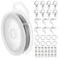 BENECREAT 33Feet Stainless Steel Beading Wire, 7 Strand 1mm, with 200Pcs Jump Rings, 20Pcs Lobster Claw Clasps, 100 Pcs Bead Tips and 200Pcs Crimp Beads, Jewelry Making Supply
