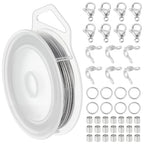 BENECREAT 33Feet Stainless Steel Beading Wire, 7 Strand 1mm, with 200Pcs Jump Rings, 20Pcs Lobster Claw Clasps, 100 Pcs Bead Tips and 200Pcs Crimp Beads, Jewelry Making Supply