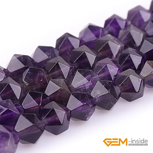 GEM-Inside Natural 8mm Amethyst Gemstone Loose Beads Faceted Purple Square Cambay Crystal Energy Stone Power for Jewelry Making 15" - color: Amethyst, size: 8mm