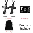 Stainless Steel Cross Necklace for Men American Flag Pendant Chain Christian Catholic Religious Gifts for Him/Son/Father/Teen/Husband Inspirational jesus Bible Verse Jewelry - style: Joshua 1:9