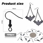 TOAOB 100pcs Earring Hooks Hypo Allergenic French Ear Wires with Ball and Coil 18mm Black Fish Hook Earrings Making Supplies Jewelry Findings - color: Matte black