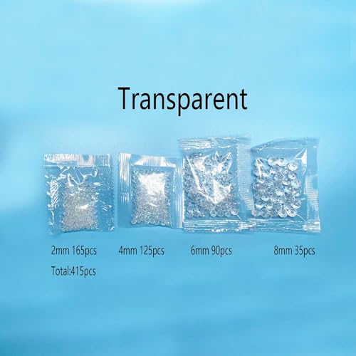 415pcs Rondelle Crystal Glass Beads 2mm 4mm 6mm 8mm Mixed Sizes, Faceted Briolette Spacer Czech Seed Loose Beads for DIY Jewelry Making (Transparent) - color: Transparent