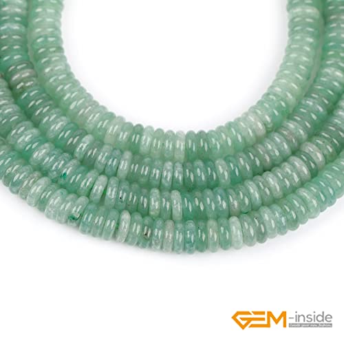GEM-Inside 2x6mm Natural Green Aventurine Jade Semi-Gemstone Heishi Disc Rondelle Spacer Beads for Jewelry Making Full 15" Strand Energy Stone Healing Power Crystal - color: Green Aventurine Jade