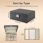 Homeanda Jewelry box 2 layer Jewelry box Leather Jewelry boxes for Women Girls Teens Jewelry organizer box Jewelry Storage box with lock(Black) - color: Black