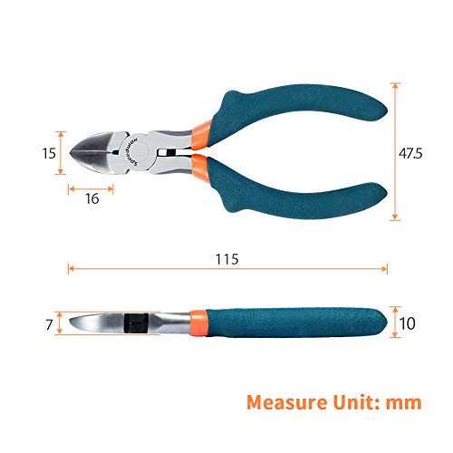 SPEEDWOX Mini Diagonal Pliers Thin Precision Wire Cutters 4-1/2 Inches Convex Shoulder Small Plastic Nippers Micro Side Cutter Side Cutting Fine Plier Jewelry Making Professional Beading Hobby Craft - style: Diagonal Pliers