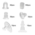 290pcs Silicon Earring Backs for Studs, Full Cover Earring Backs, 6 Styles Clear Hypoallergenic Rubber Earrings Safety Back Stopper Replacement Kit (Mixed Styles) - color: 6 Mixed Styles