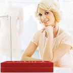 Lainrrew Jewelry Tray, 4 Pack Jewelry Organizer Velvet Jewelry Tray Stackable Jewelry Trays, Necklace & Earring Holder, Divided Bracelet & Ring Storage, 13.8"x9.5"x1.2" - Elegant Display Case (Red) - color: Red