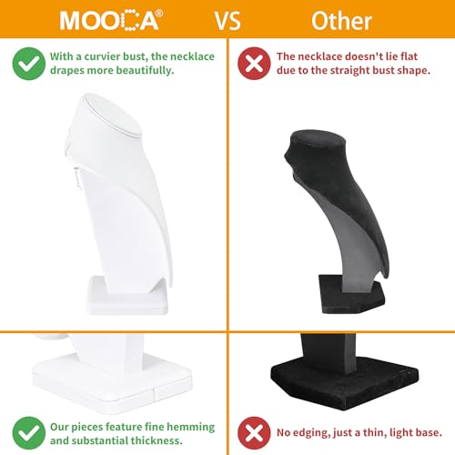 MOOCA 2 Pcs Necklace Chain Jewelry Bust Display Holder Stand, Necklaces Display Mannequin Bust, Jewelry Bust Stand, 11 1/4" H, White Leatherette - color: 1) White Faux Leather, 2 pieces