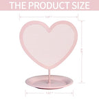 Earring Holder for Girls – Heart-Shaped Pink Metal Stand Jewelry Organizer with Tray for Rings & Bracelets, Cute Vanity Display for Teen Room Decor