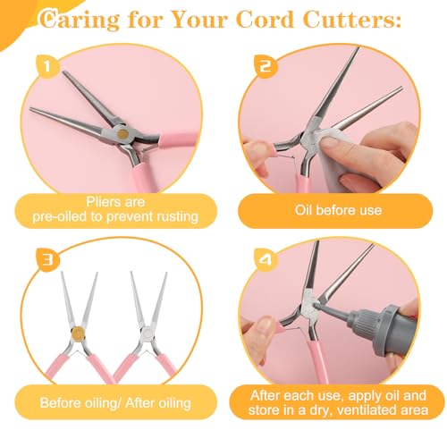2 Pack Needle Nose Pliers, 6 Inch Long Nose Pliers Flat Nose Jewelry Pliers Small Nose Pliers Tools Wire Bending Pliers for Crafts Jewelry Making Supplies (Pink)