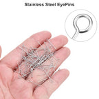 MECCANIXITY 120pcs Stainless Steel Eye Pins 0.6mm/24 Gauge 15mm Earring Flat Headpins for Jewelry Making Supplies Jewelry Findings, DIY Craft, Necklace, Silver