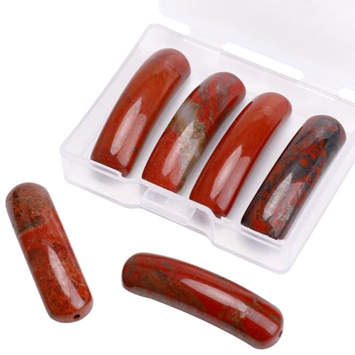 BEADIA Natural Curved Redstone Stone Beads 36x10mm 4pcs for DIY Bracelet Jewelry Making - color: Redstone