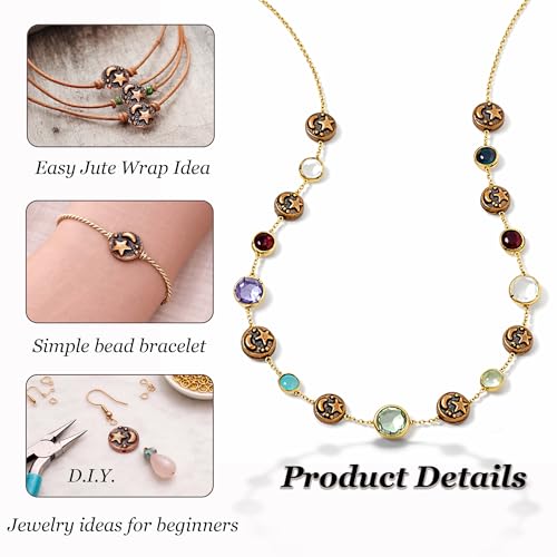 Tibetan Copper Spacer Beads 9mm Flat Round – 69pcs Metal Spacer Beads for Jewelry Making, Bracelets, Necklaces & Earrings DIY Supplies, Antique Silver Zinc Alloy - color: Copper Star and Moon