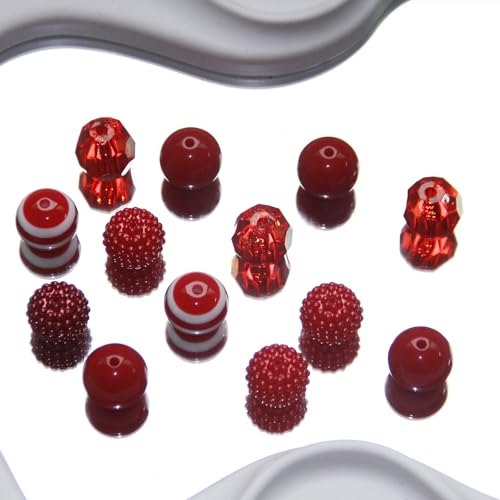 48 Pcs 20mm Beads for Pens Bubblegum Beads Red Crystal Acrylic Round Chunky Beads Sparkly Large Balls Beads for Pen Beadable Keychain Bracelet Necklace DIY Jewelry Making Supplies - color: Red Color