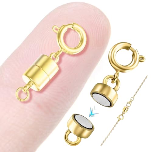 Magnetic Necklace Clasps and Closures 18K Gold and Silver Plated Bracelet Converter Clasp,Suitable for Necklaces Chain Extender - color: 8Pcs（Gold & Silver）