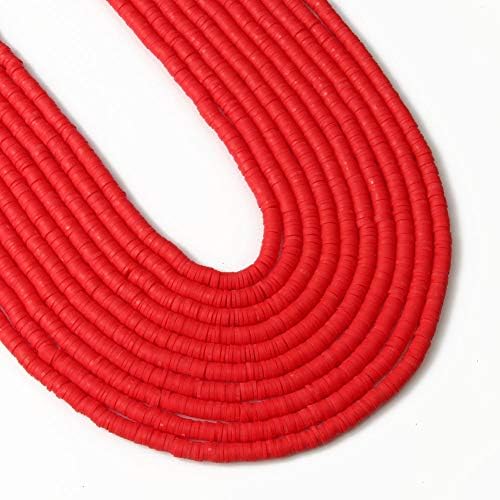 3600 pcs Red Clay Beads for Bracelets Making, 10 Strands Flat Round Polymer Clay Beads 6mm Spacer Heishi Beads for Jewelry Making Earring Necklace - color: Red