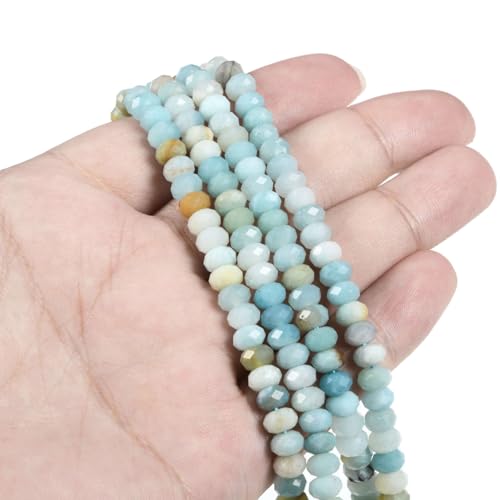 Amazonite 6mm Gemstone Faceted Rondelle Loose Beads DIY Jewelry Making Beads 16 Inch - color: Amazonite