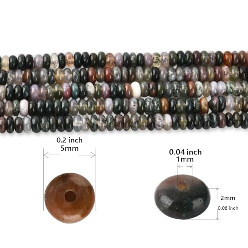 170pcs 4x2mm Natural Indian Agate Disk Rondelle Spacer Semi Precious Gemstone Loose Stone Beads for Jewelry Making 15 Inch - color: Indian Agate