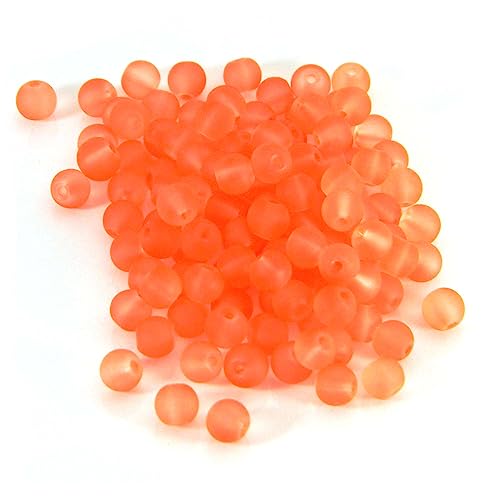 100 Matte Frosted Translucent 6mm x 5mm Round Loose Glass Jewelry Spacer Beads with 1.2mm Hole in Many Colors (Coral Peach) - color: Coral Peach