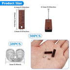 Wood Earring Posts for Jewelry Making,80Pcs Wood Earring Studs Earring Findings Wooden Stud Earring Posts Earring Pin Studs Bulk with Earring Backs for DIY Jewelry Making Earrings Making Supplies - color: Rectangle-80Pcs