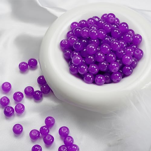 Jabrand 145pcs Glass Beads, 8mm Glass Beads for Barcelet and Jewelry Making DIY Crafts (Purple) - color: Purple