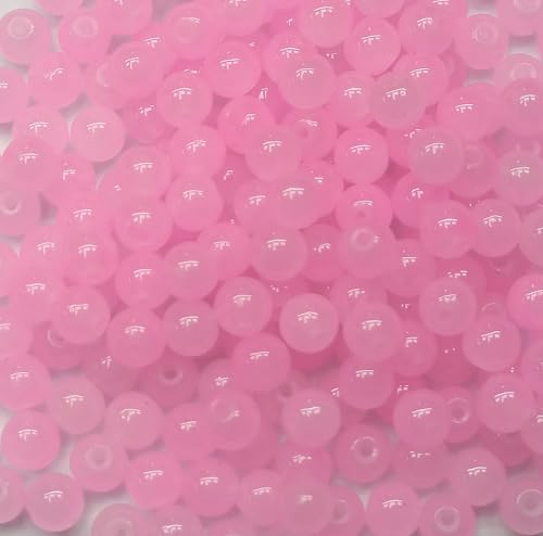 200PCS Glass Beads 8mm Glass Beads for Bracelets Necklaces Jewelry Making DIY Crafts (Pure Pink) - color: Pure pink