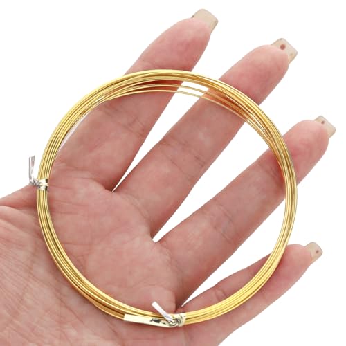 BEADIA 14K Gold Plated Wire 0.7mm 5 Meters Bead Cord for Bracelet Necklace Charm Beading Jewelry Making Findings - size: 0.7mm, style: 14K Gold