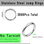 2000 Pieces Stainless Steel Jump Rings for Jewelry Making,10mm, 16 Gauge Thickness, Silver (10mm) - color: 10mm