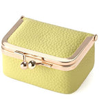 Zivyes Mini Jewelry Box Travel Small Coin Purse Organizer Case Genuine Leather Tiny Size (B-yellow) - color: B-Yellow-Standard