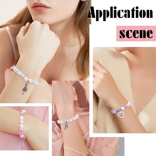 SUNNYCLUE 1 Box 6 Set Ballet Bracelet Making Kit Adjustable Bracelets Dancer Ballerina Charms Acrylic Transprent Rhinestone Beads for Jewellery Making Kits Beginner Adult Women Holiday Supplies - style: Dance 1