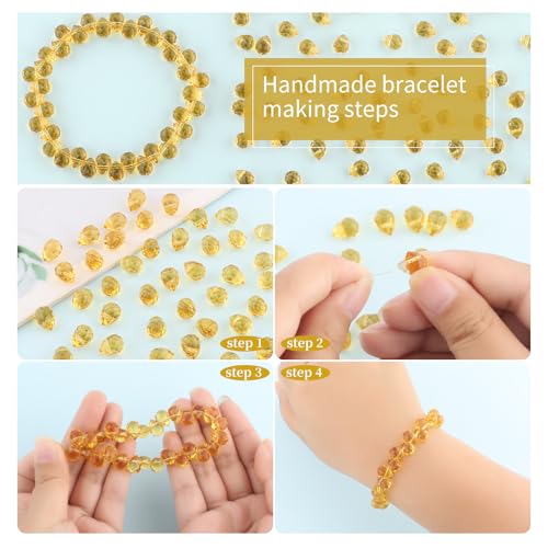 100pcs Golden Yellow Faceted Crystal Glass Beads 8x10mm, Shiny Teardrop Glass Beads for Jewelry Making, Crystal Beads for Bracelet Necklace Earring DIY Craft - color: Golden Yellow