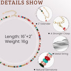AGOT Beaded Gemstone Necklace for Women: Boho Bead Choker Natural Stone Necklaces - Handmade Jewelry for Summer Beach - color: Multi