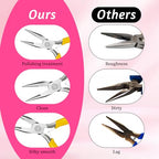 Mini Needle Nose Pliers Set, 2Pcs Needle Nosepliers for Jewelry Making, Yellow Jewelry Chain Nose Plier, Small Craft Plier with Smooth Jaw and Comfort Grip Handle for Wire Bending Object Graspi - color: Yellow
