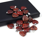 LE SKY 20 Pcs natural stone pendants heart shape healing stone charms for jewelry making - color: rainbow stone